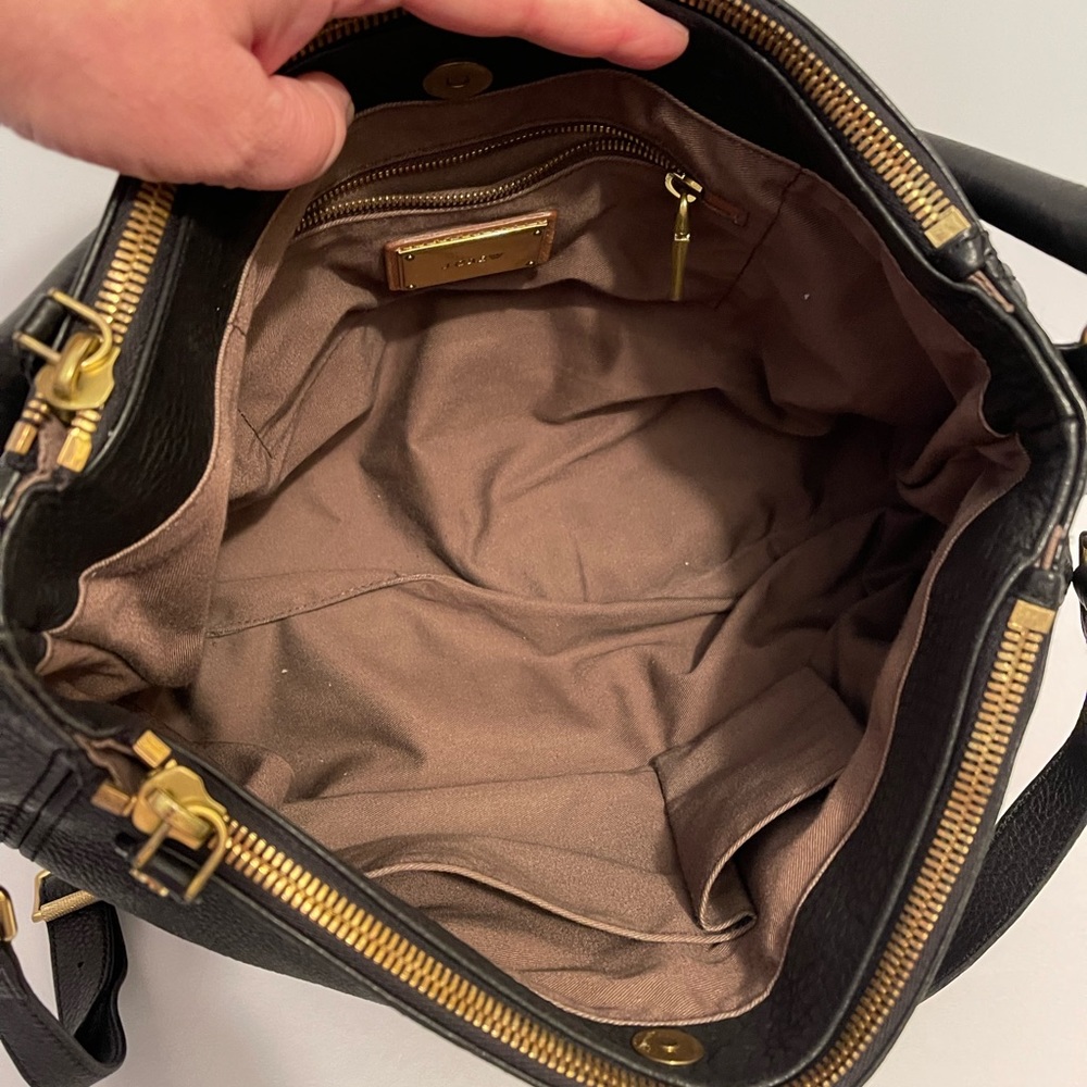 J Crew Black Pebbled Leather Biennial Shoulder Crossbody Classic Hobo Bag - Picture 4 of 15